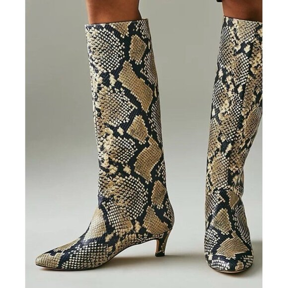 NWT Size US 5-5.5 (EU 36) - Silent D Erena Kitten-Heel Boots snake (NWT US$ 260) - Picture 7 of 16